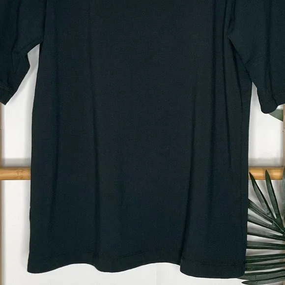 SOLD Trenery Dark Forest Green Mock Neck 1/2 Sleeve T-Shirt Top Size S Cotton - Picture 6 of 10